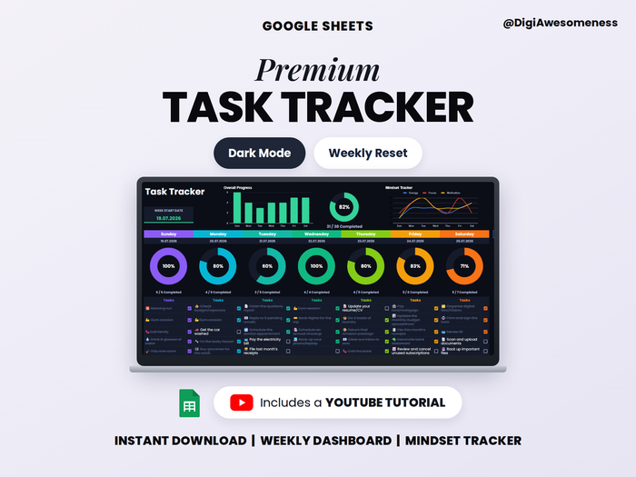 Weekly Task Tracker – Google Sheets To-Do List with Mood Tracker