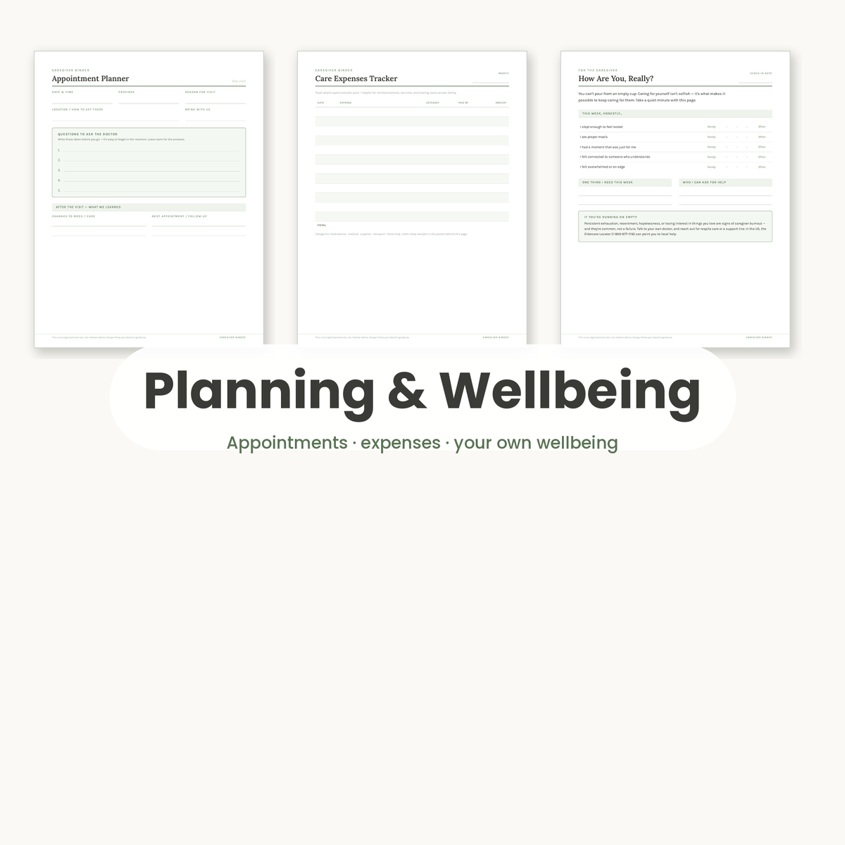 Caregiver Binder Printable – Elderly Care Planner & Med Tracker