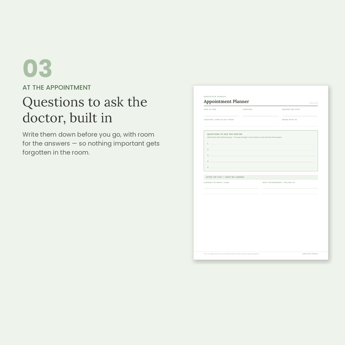 Caregiver Binder Printable – Elderly Care Planner & Med Tracker