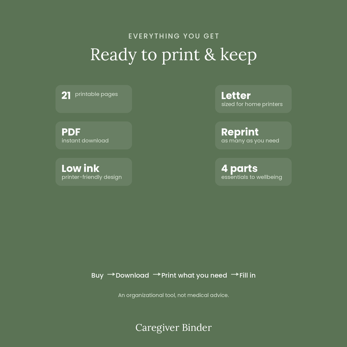 Caregiver Binder Printable – Elderly Care Planner & Med Tracker